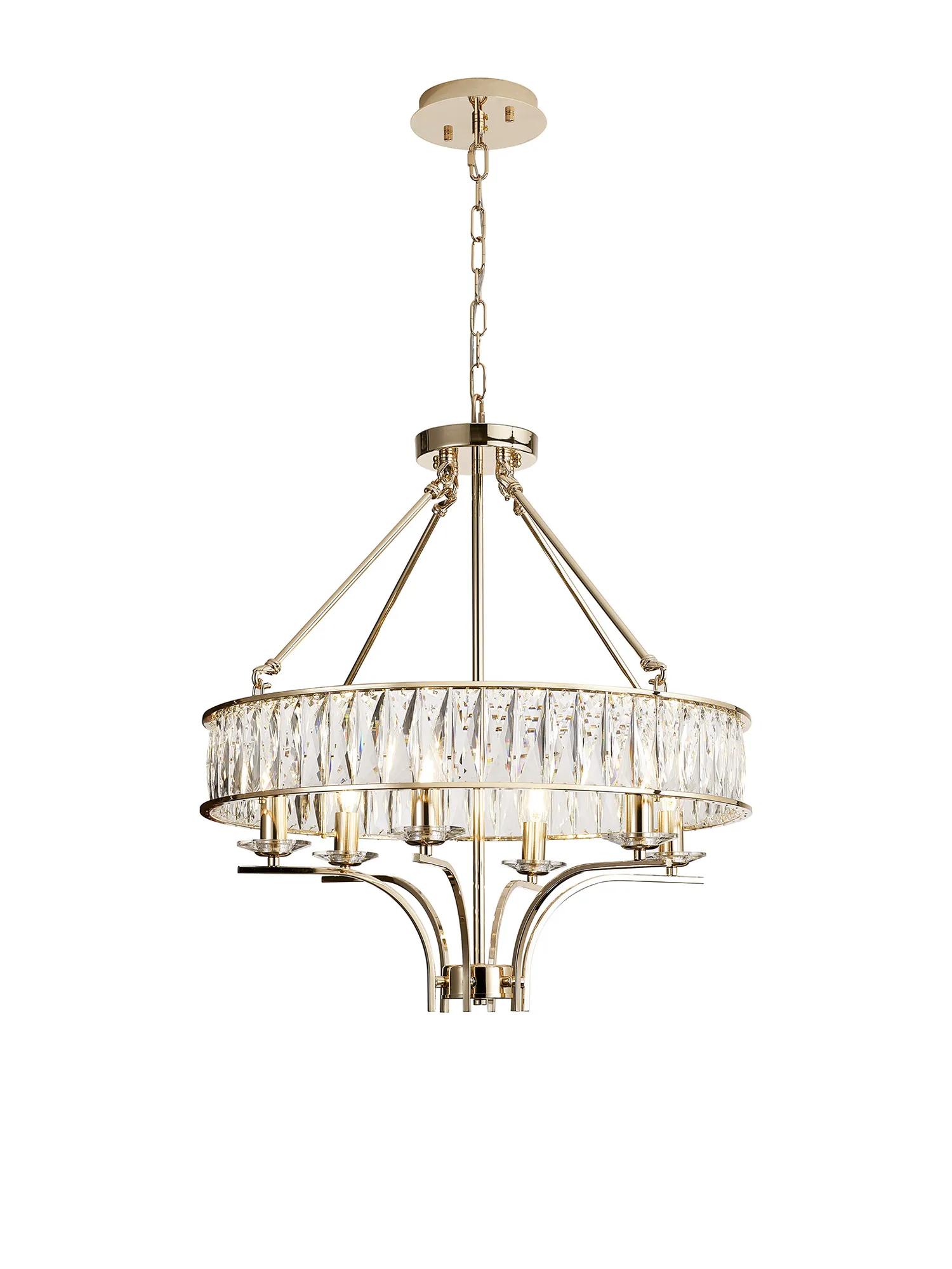 Vivienne Crystal Pendant/Semi Ceiling 6 Light French Gold IL31825  Diyas Vivienne French Gold